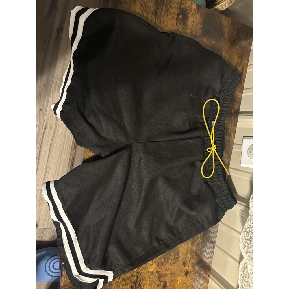MNML Black Retro Mesh Basketball Shorts with Yellow Drawstring